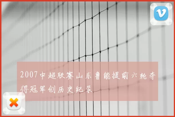 2007中超联赛山东鲁能提前六轮夺得冠军创历史纪录